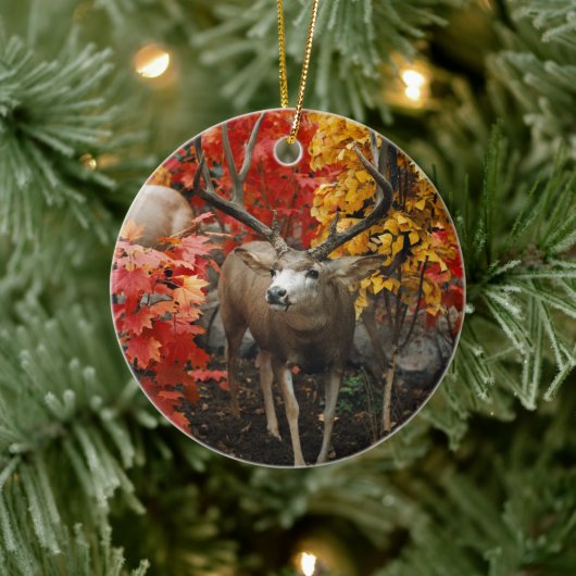 Whitetail im Herbst Keramikornament (Baum)