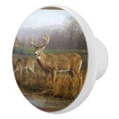 Whitetail-Rotwild auf Keramik-Tür-Griffen und Keramikknauf (Rechts)