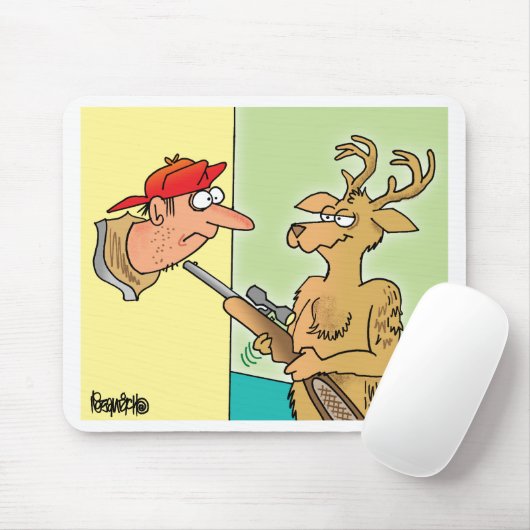 Whitetail-Rotwild-Jäger-Cartoon Mousepad (Mit Mouse)