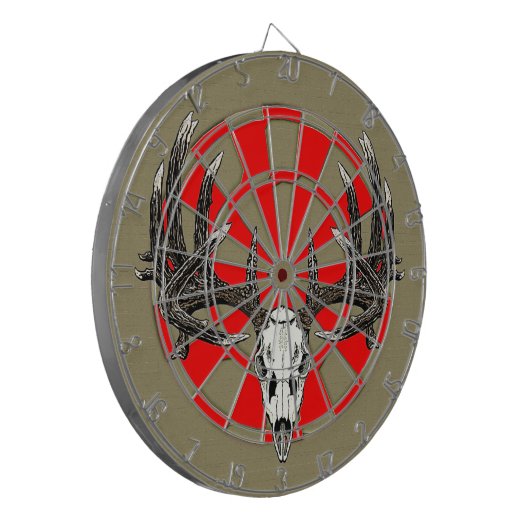 Whitetailrotwildschädel Vintag Dartscheibe (Vorderseite Links)