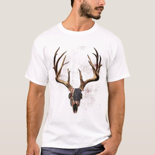 Whitetails Hirschjagd Ameriana Flag Kopf T-Shirt (Vorderseite)
