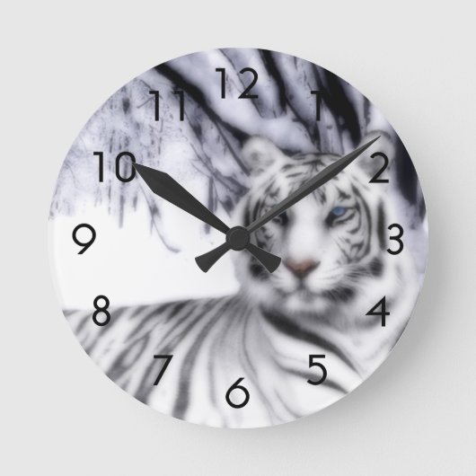 WhiteTiger Runde Wanduhr (Vorderseite)