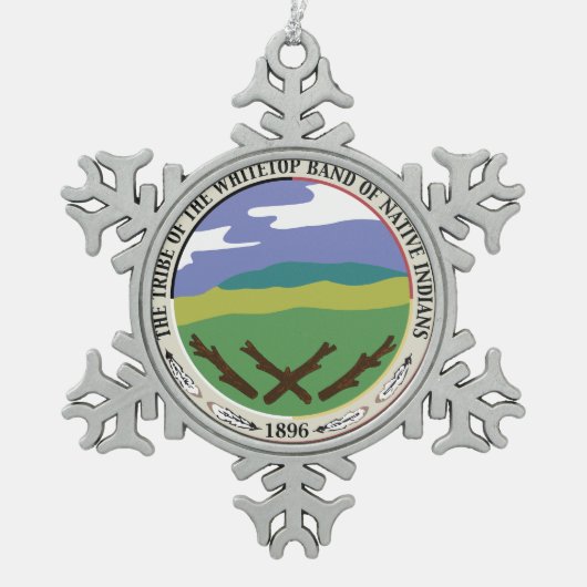 Whitetop Stamm-Schneeflocke-Verzierung Schneeflocken Zinn-Ornament (Vorderseite)
