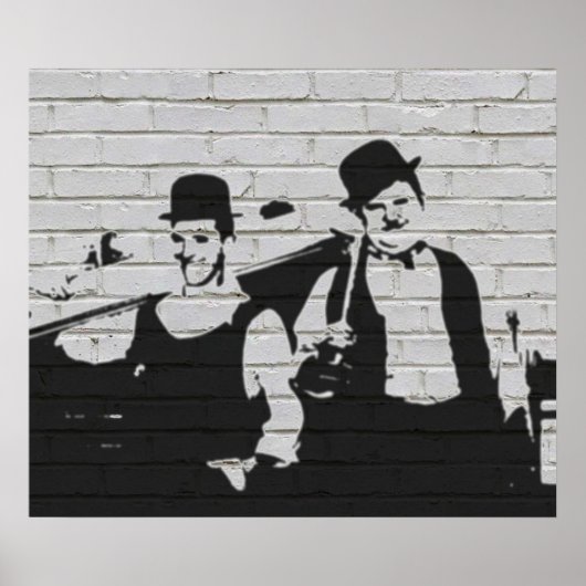 Whitewall Graffiti Laurel Hardy Poster (Vorne)