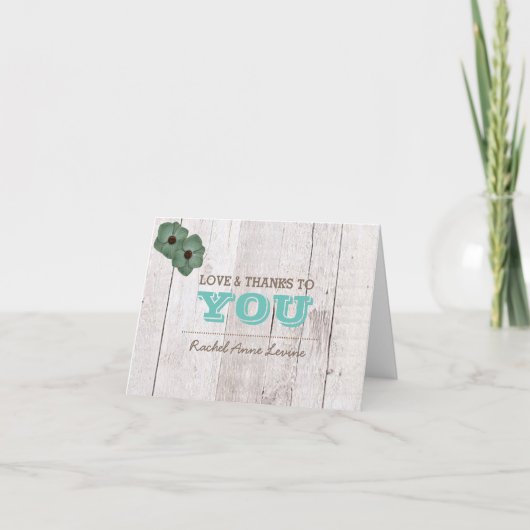 Whitewash Aquamarin Bat Mitzvah Danke Anmerkung (Vorderseite)