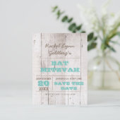 Whitewash Aquamarin Bat Mitzvah Save the Date Ankündigungspostkarte (Stehend Vorderseite)