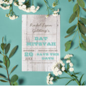 Whitewash Aquamarin Bat Mitzvah Save the Date Ankündigungspostkarte