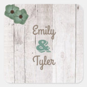 Whitewash Aquamarin Rustikal Personalisiert Quadratischer Aufkleber (Vorderseite)