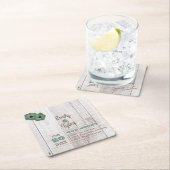 Whitewash Aquamarin Rustikal Personalisiert Rechteckiger Pappuntersetzer (Vor Ort)