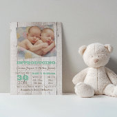 Whitewash Green Twins Foto Birth Ankündigung