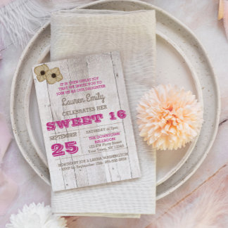 Whitewash Plum 16 . Geburtstag Geburtstagseinladun Einladung