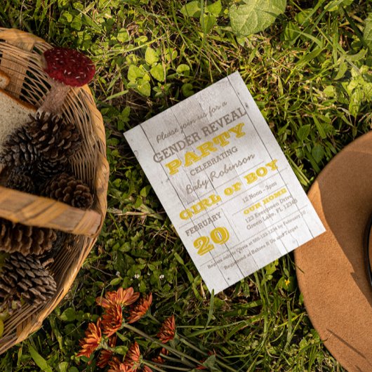 Whitewash Yellow Gender Reveitation Einladung