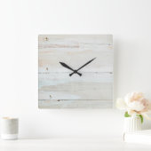 Whitewashed Barn Wood White Woodgrain Quadratische Wanduhr (Zuhause)