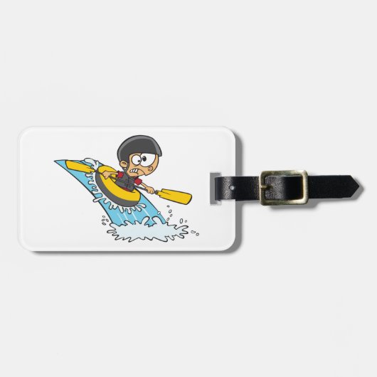 Whitewater Rafting Adventure mit Scared Boy Gepäckanhänger (Vorderseite horizontal)