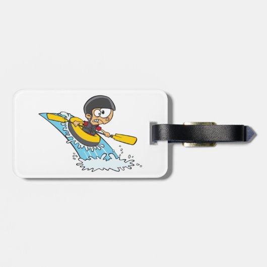 Whitewater Rafting Adventure mit Scared Boy Gepäckanhänger (Rückseite horizontal)