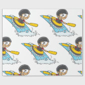 Whitewater Rafting Adventure mit Scared Boy Geschenkpapier (Flach)