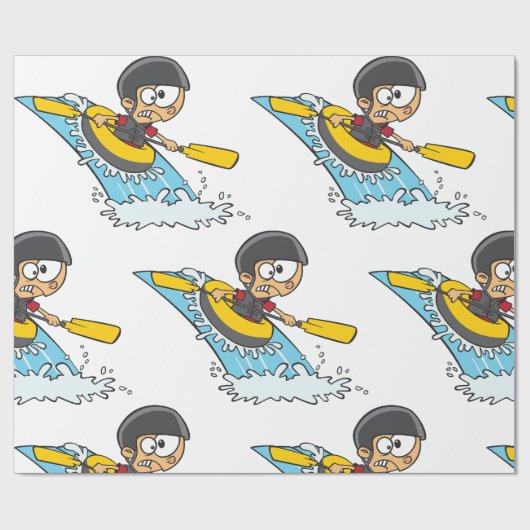 Whitewater Rafting Adventure mit Scared Boy Geschenkpapier (Flach)