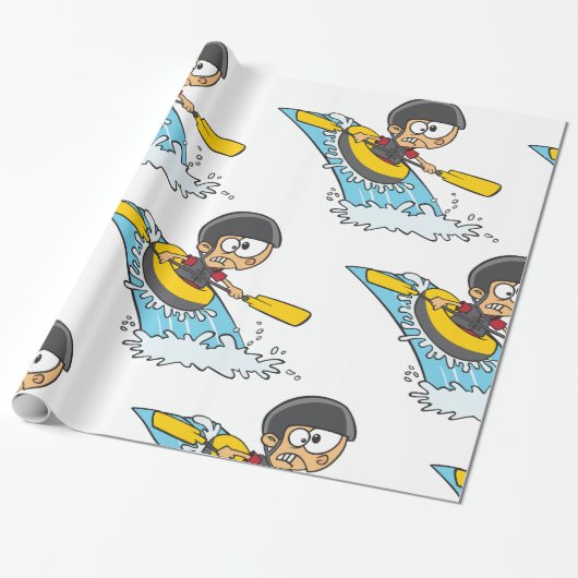 Whitewater Rafting Adventure mit Scared Boy Geschenkpapier (Ungerollt)