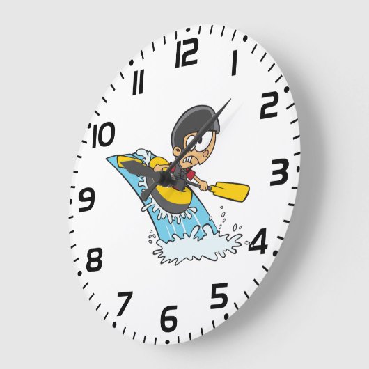 Whitewater Rafting Adventure mit Scared Boy Große Wanduhr (Winkel)