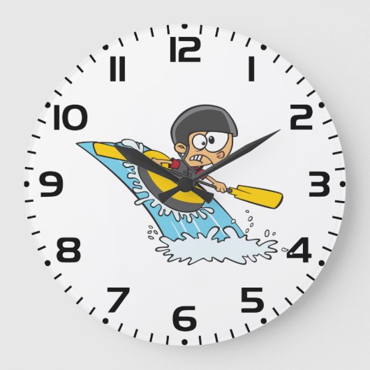 Whitewater Rafting Adventure mit Scared Boy Große Wanduhr (Vorderseite)