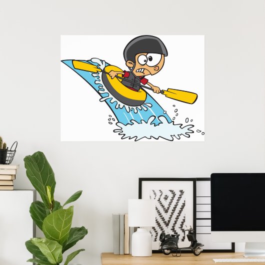 Whitewater Rafting Adventure mit Scared Boy Poster (Heimbüro)