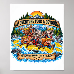 Whitewater-Rafting-Waschbär-Elch-Abenteuer Poster