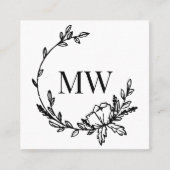 Whitewood & Black Hand Draath Monogram Square Quadratische Visitenkarte (Vorderseite)