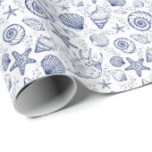 Whitewood Seashell Starfish Wrapping Paper Geschenkpapier (Rolleneckpunkt)