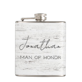 Whitewusch Wood Personalisiert Man of Honour Flachmann