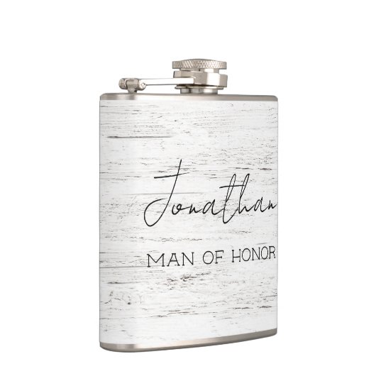 Whitewusch Wood Personalisiert Man of Honour Flachmann (Rechts)