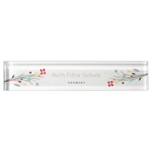 Whitimsical Daisy Custom Text Desk Name Plate Namensplakette