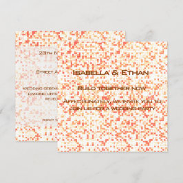 Whitish, coral und gelblich kleine Quadrate oder F Einladung