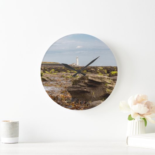 Whitley Bay lighthouse  Große Wanduhr (Zuhause)