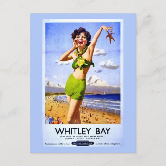 Whitley Bay Vintage Ad Postkarte (Vorderseite)