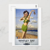 Whitley Bay, Vintage Travel Poster Postkarte (Vorne/Hinten)