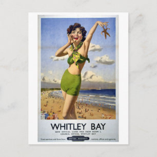 Whitley Bay, Vintage Travel Poster Postkarte