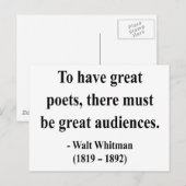 Whitman Quote 12a Postkarte (Vorne/Hinten)