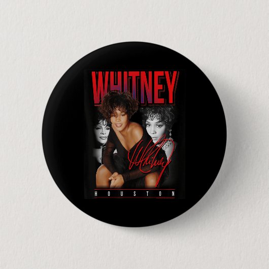 Whitney Houston Retro Foto Collage Button (Vorderseite)