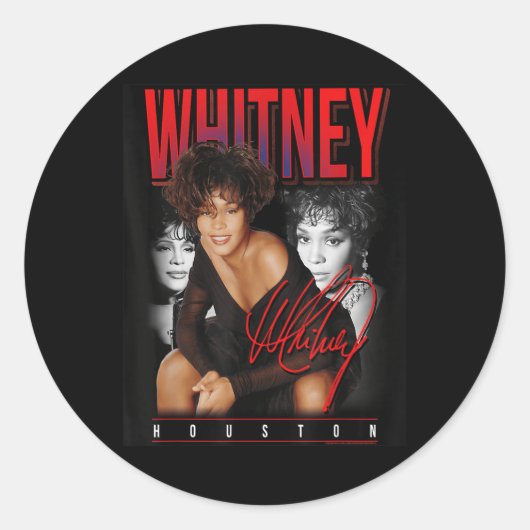 Whitney Houston Retro Foto Collage Runder Aufkleber (Vorderseite)