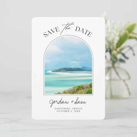Whitsunday Island Australia Wedding Save the Date Einladung (Stehend Vorderseite)