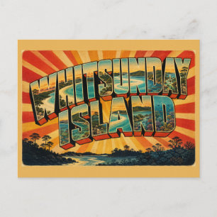 Whitsunday Island Queensland Vintage Reise Kunst Postkarte