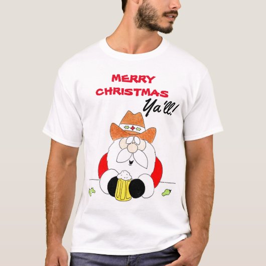 WhitTexas Santa Merry Christmas Ya'll Mens T - Shi T-Shirt (Vorderseite)