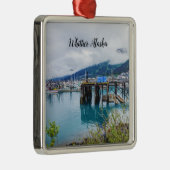 Whittier Alaska Harbour Premium Square Ornament Aus Metall (Rechts)