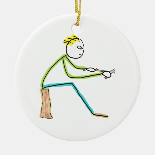 Whittling Stickman Keramik Ornament (Vorne)
