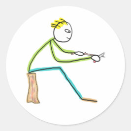 Whittling Stickman Runder Aufkleber