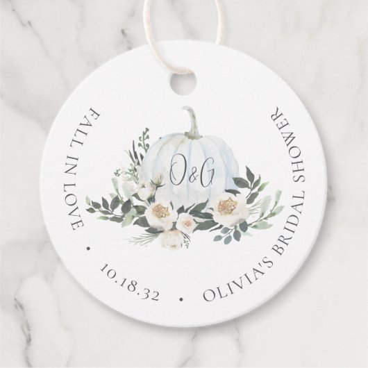 Whitumn Pumpkin Greenery Monogram Geschenkanhänger (Vorderseite)