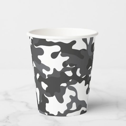Whity and Gray Camouflage Paper Cups Pappbecher (Vorderseite)