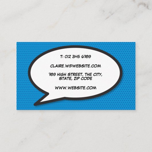 WHM Fun Retro Comic Book Visitenkarte (Rückseite)