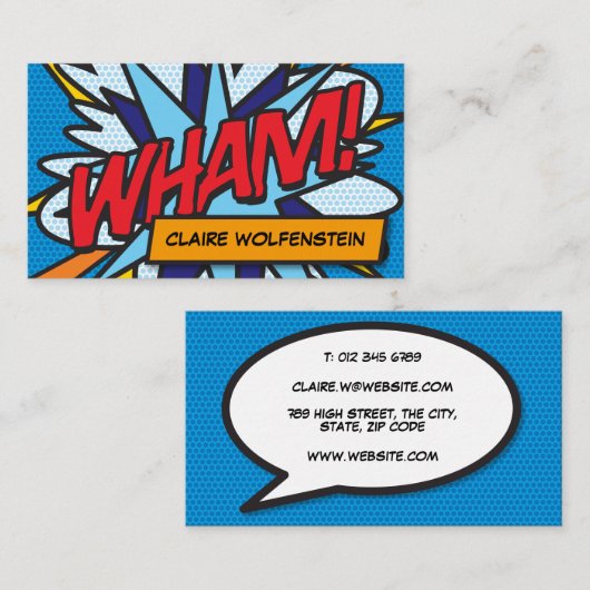 WHM Fun Retro Comic Book Visitenkarte (Vorne/Hinten)