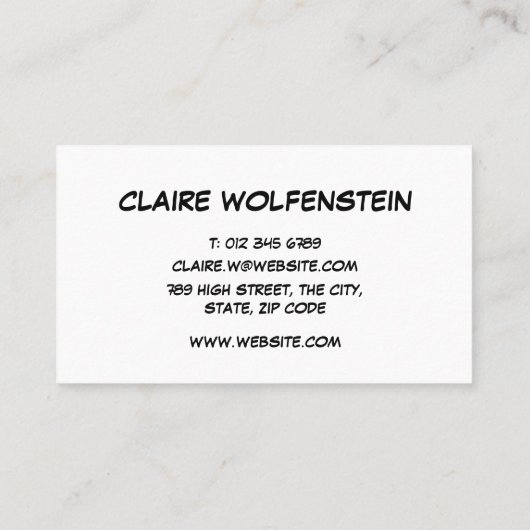 WHM Fun Retro Comic Book Visitenkarte (Rückseite)